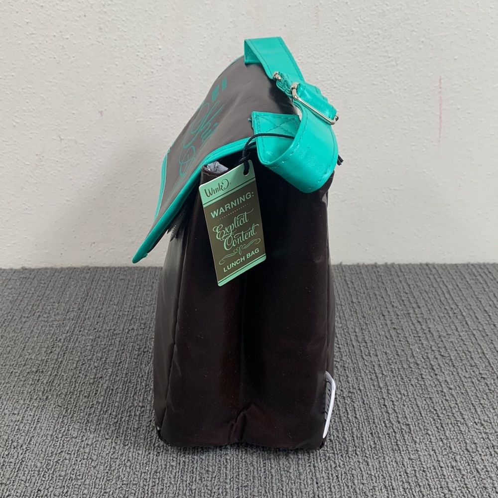 Wink Lunch Bag Dark Brown Green Explicit Content Insulated Wild Eye Designs NWT - Picture 8 of 13